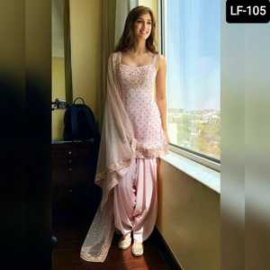 Vestido de tela satinada Anarkali para mujer, traje étnico indio con estampado Digital y bordado - Product Image 4