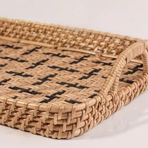 Plateau rectangulaire tissé en rotin et bambou, design moderne et unique, pour décoration intérieure, fabriqué au Vietnam - Product Image 5