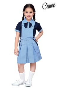 ชุดเอี๊ยมเด็กผู้หญิงแบบใหม่ คุณภาพสูง ดีไซน์แบบชุดนักเรียน มีกระเป๋า 2 ช่อง และกระดุม - Product Image 5