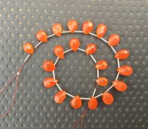 21 High Quality Natural <b>Carnelian</b> Gemstone Pear Shape Briolette Faceted Orange Beads for <b>Jewelry</b> Making - Product Image 4