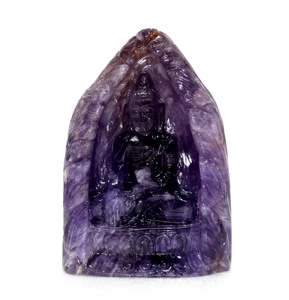 Estatua de Buda hecha a mano de amatista, piedra curativa, escultura de Ganesha, escultura de estatuilla, cristal brasileño, Gema hecha en la India - Product Image 2