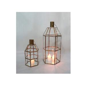 เชิงเทียนแก้วทรงเรขาคณิตสีทองบรอนซ์ตกแต่งระดับพรีเมียมสำหรับตกแต่งโต๊ะงานแต่งงานและตกแต่งบ้าน - Product Image 1