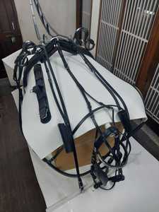 Conjunto de arnés de caballo de carreras, conjunto completo de arnés ecuestre de cuero marrón y negro - Product Image 3