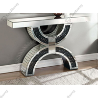 Meubles De Salon modernes Concassée Noire Diamant Argent Miroir Console Table avec Miroir Mural