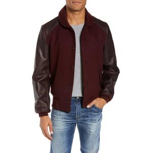 Veste de baseball en laine et cuir véritable personnalisée avec logo brodé en gros - Product Image 1