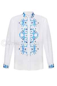 Camisa occidental con bordado para hombre, camisas de manga larga informales, ajustadas, para fiesta de boda - Product Image 2