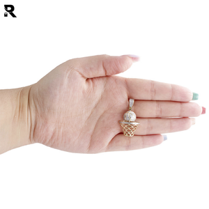 จี้รูปบาสเก็ตบอลประดับเพชรทรงกลมและขนมปังฝรั่งเศสสีเหลือง1.18 CT 10K - Product Image 5