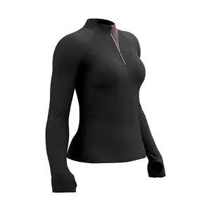 Women's Compression lycra Long sleeve Tops Women 85% polyester 15% spandex printing logo