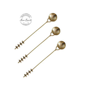 ช้อนเอนกประสงค์ทำจากทองเหลืองด้านยาวช้อนเครื่องเทศเครื่องใช้บนโต๊ะอาหารสำหรับเป็นของขวัญทางธุรกิจช้อนชาโลหะดีไซน์แบบโบราณ - Product Image 2