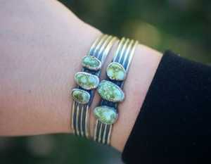 925เทอร์ควอยซ์สีเงินแท้กำไลอัญมณีธรรมชาติ - Product Image 1