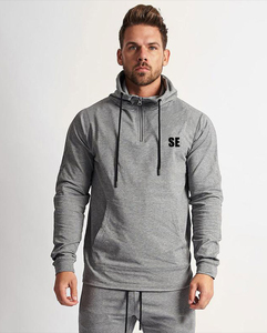 Sudadera con capucha para hombre, con media cremallera, color liso, talla grande, venta al por mayor - Product Image 3