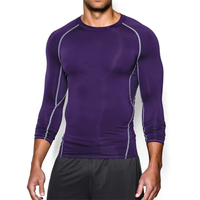 Couche de base de course à pied à manches longues pour hommes Top Gym Sports Shirt Baselayer Tights Sportswear