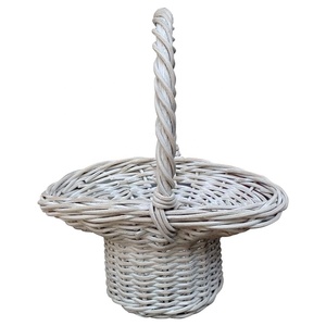 Handmade White Wicker Picnic <b>Basket</b> With Handle Eco Friendly Rattan Storage For Flower <b>Gift</b> Wedding Party Home Decoration Tray - Product Image 1