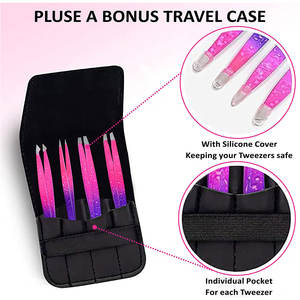 Kit de Pinzas para Pestañas de Acero Inoxidable de Alta Calidad, Marca Privada, Alto Rendimiento, Duraderas y Reutilizables con Puntas de Color en Contraste - Product Image 5